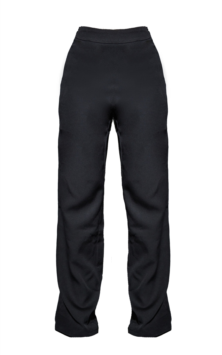 Petite Black High Waisted Trousers image 5