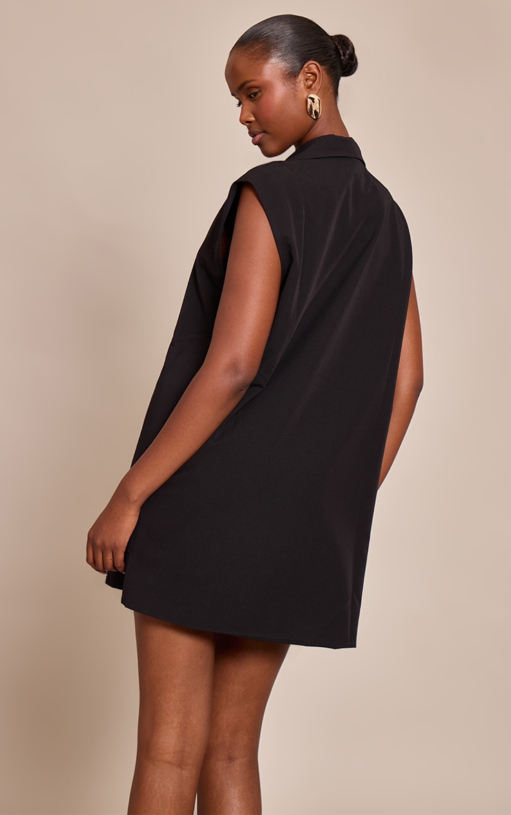 Black Woven Tailored Waist Coat Dress image 2