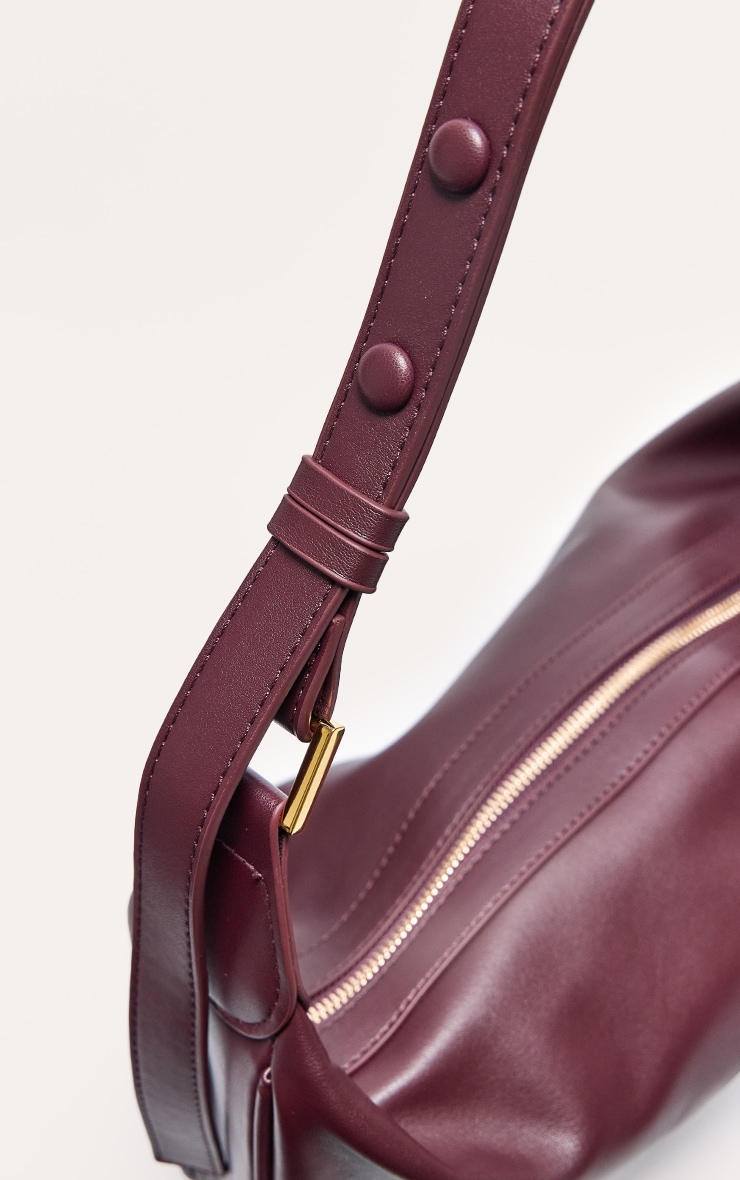  Plum Oversized Pu Slouchy Shoulder Bag image 4