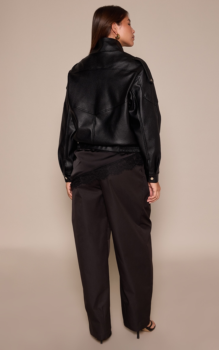 Black Woven Pleated Balloon Pants image 3