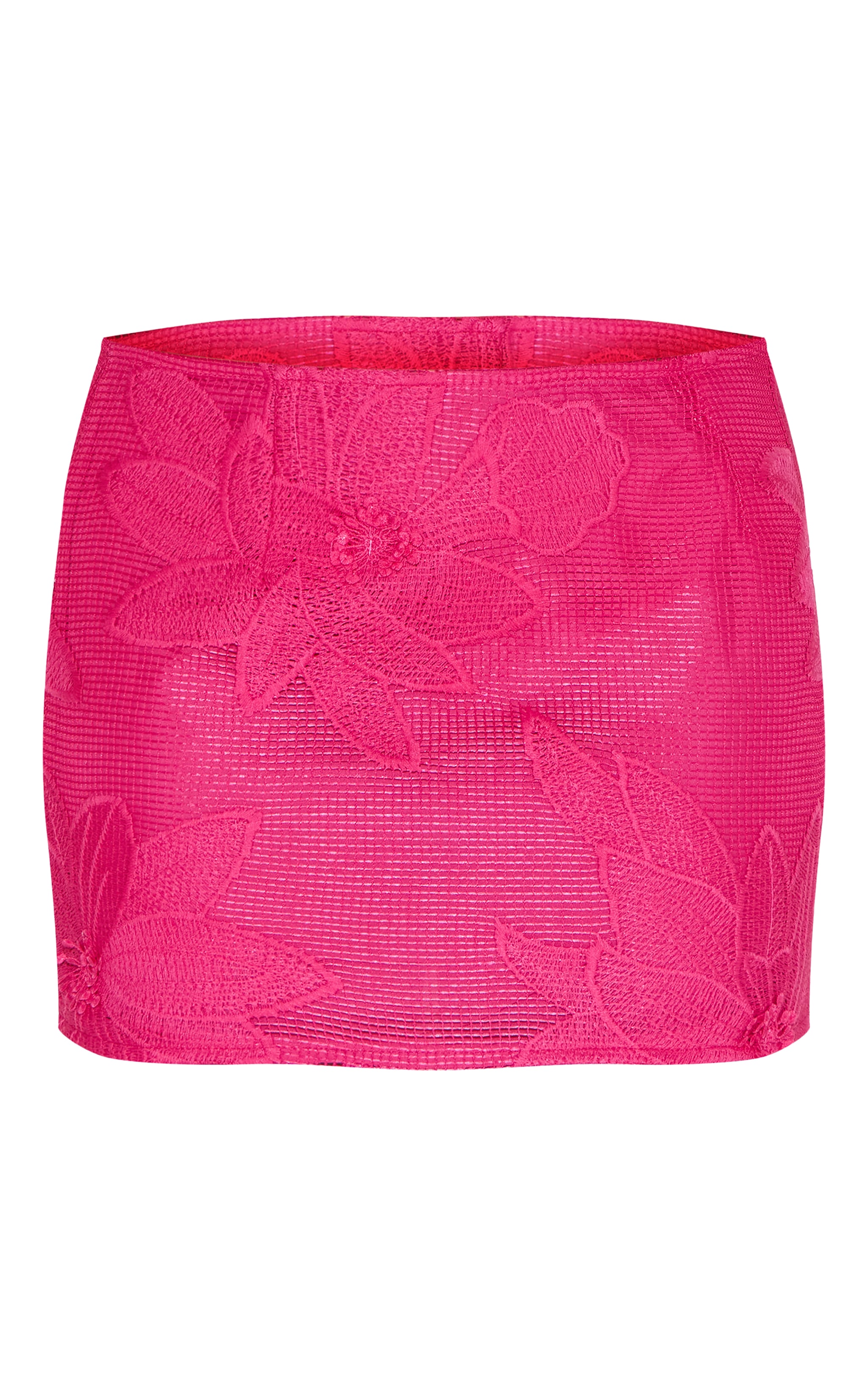 Fuschia Textured Flower Detail Mini Skirt image 6