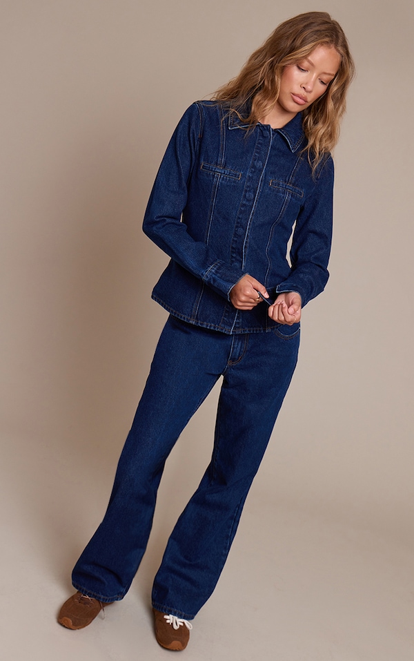 Indigo High Waist Straight Leg
