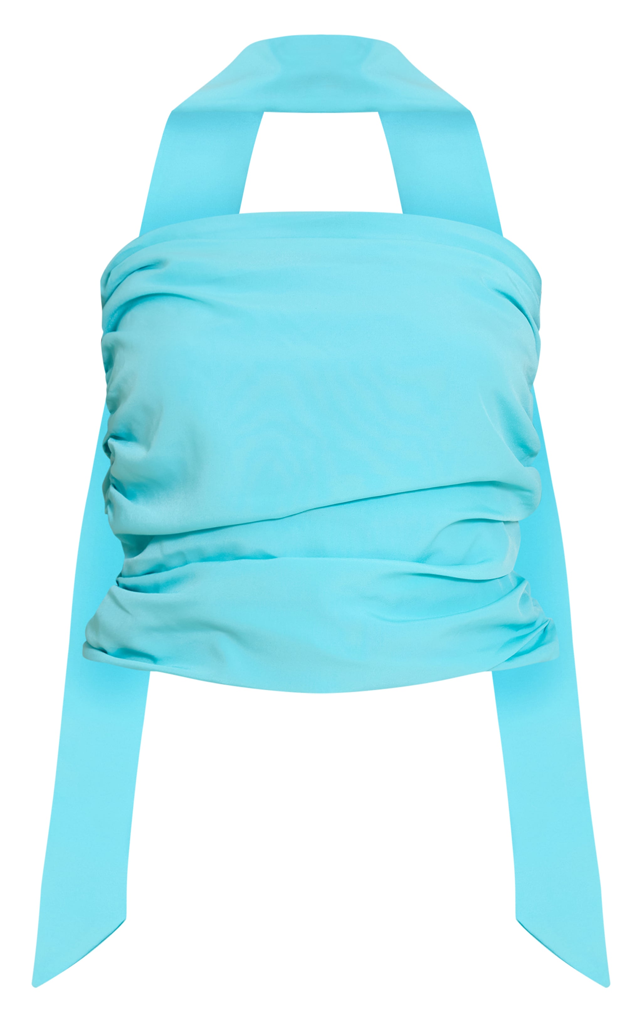 Aqua Chiffon Bandeau Scarf Detail Top image 5