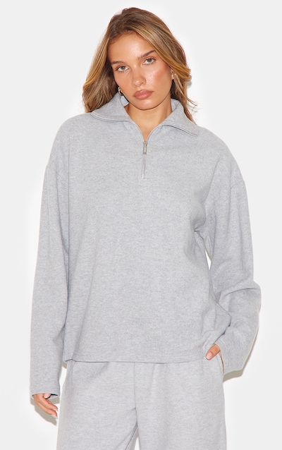 Grey Collared Zip Up Sweatshirt