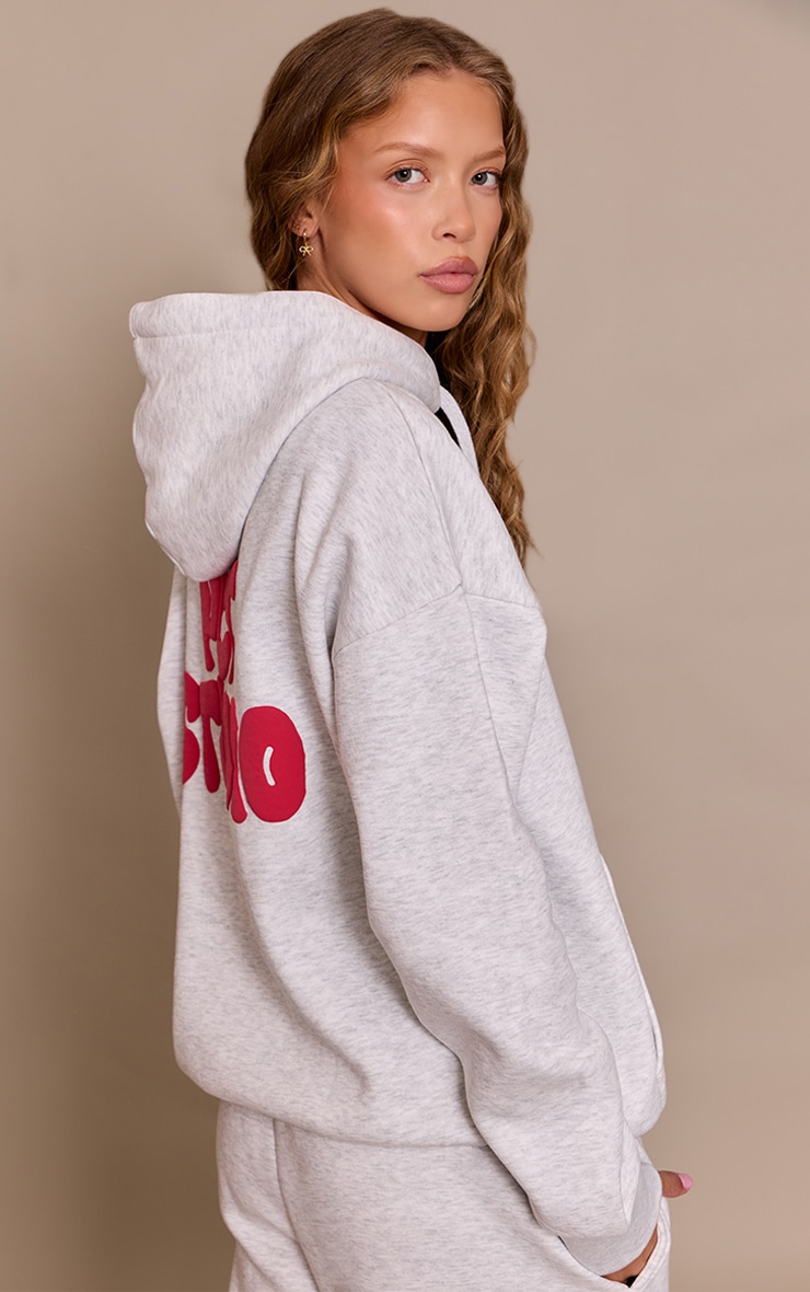 Ash Grey PLT Studio Print Oversized Hoodie image 2