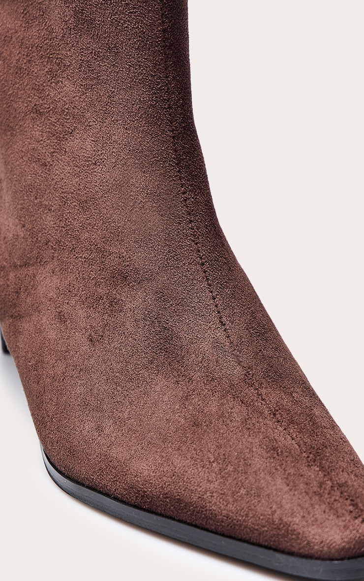 Chocolate Faux Suede Kitten Heel Ankle Boot image 5