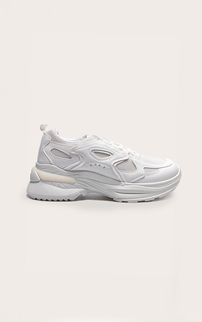 White Contrast Mesh Sneakers