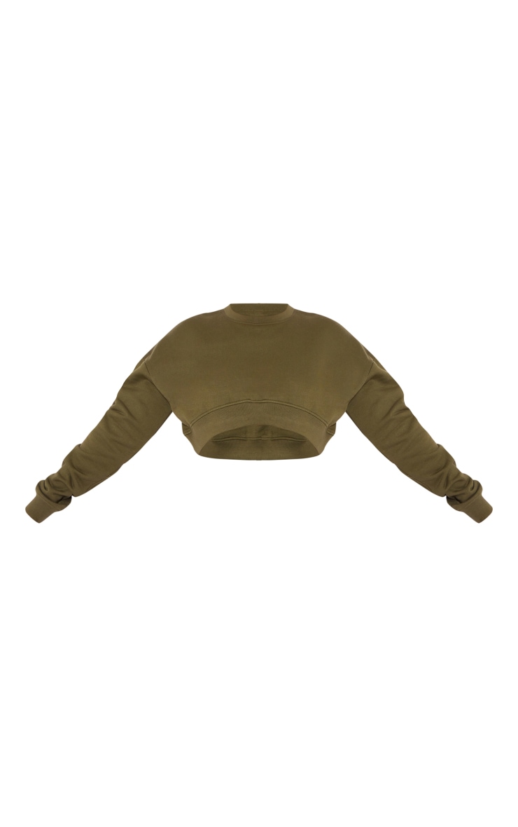 Khaki Curve Hem Cropped Sweatshirt image 5