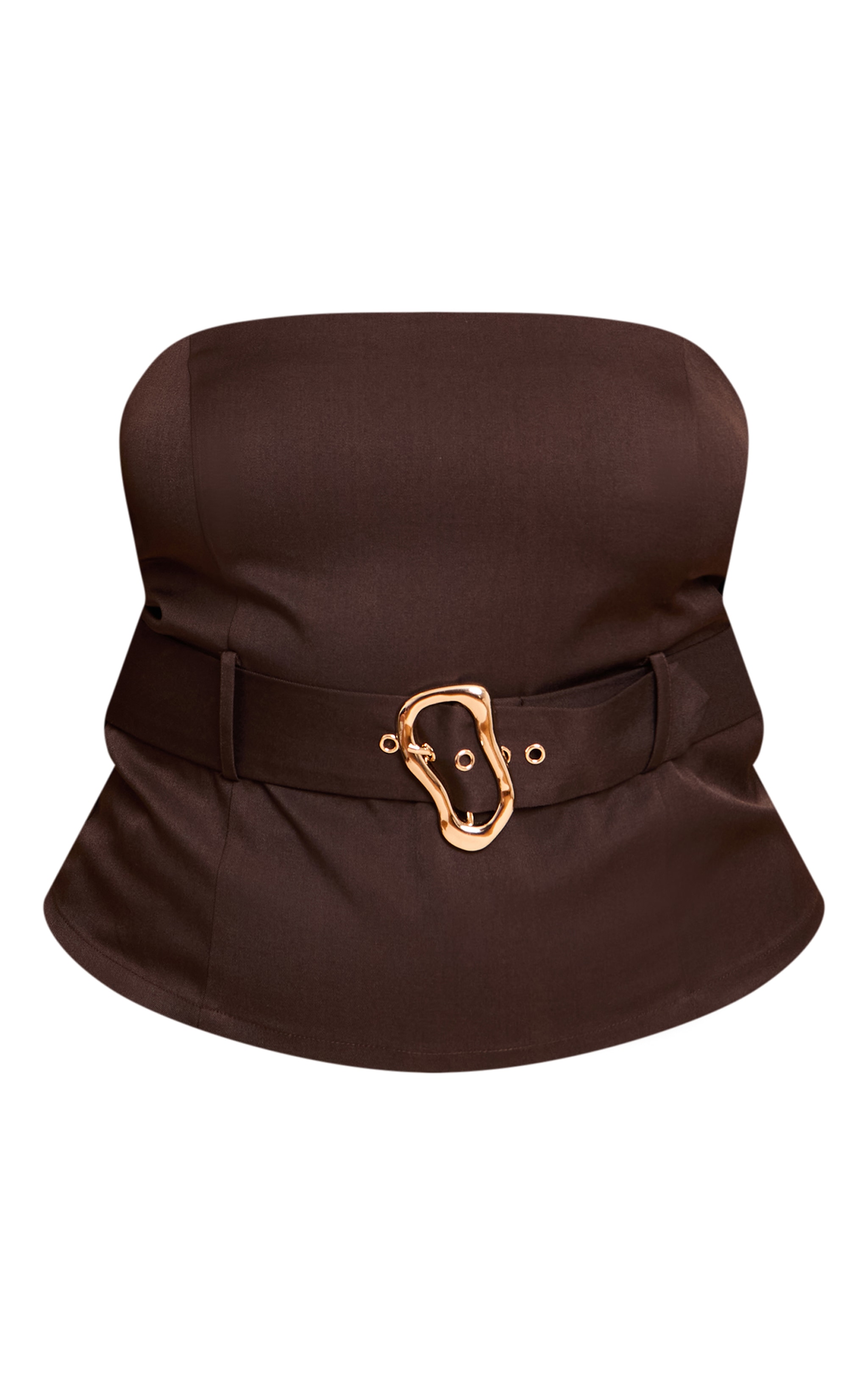 Plus Brown Woven Belted Trim Detail Bandeau Top image 5