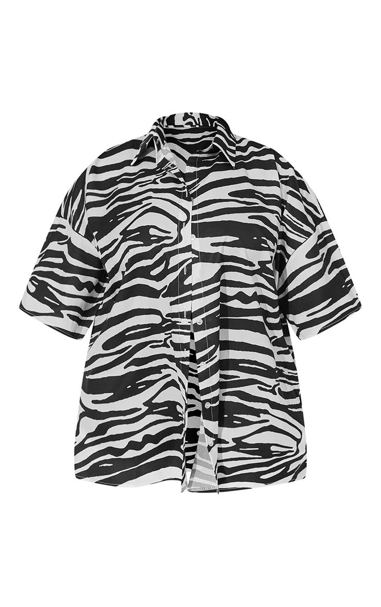 Plus Multi Zebra Oversized Short Sleeve Beach Shirt image 5