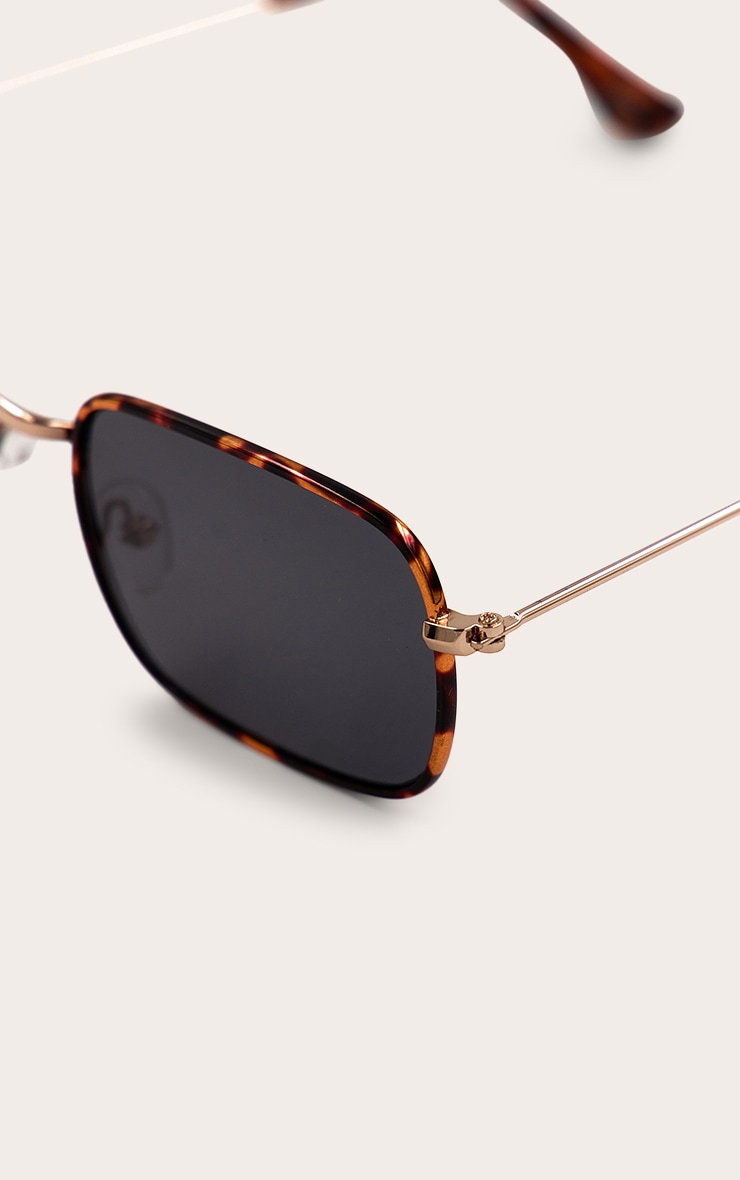 Tortoiseshell Metal Frame Square Sunglasses image 4