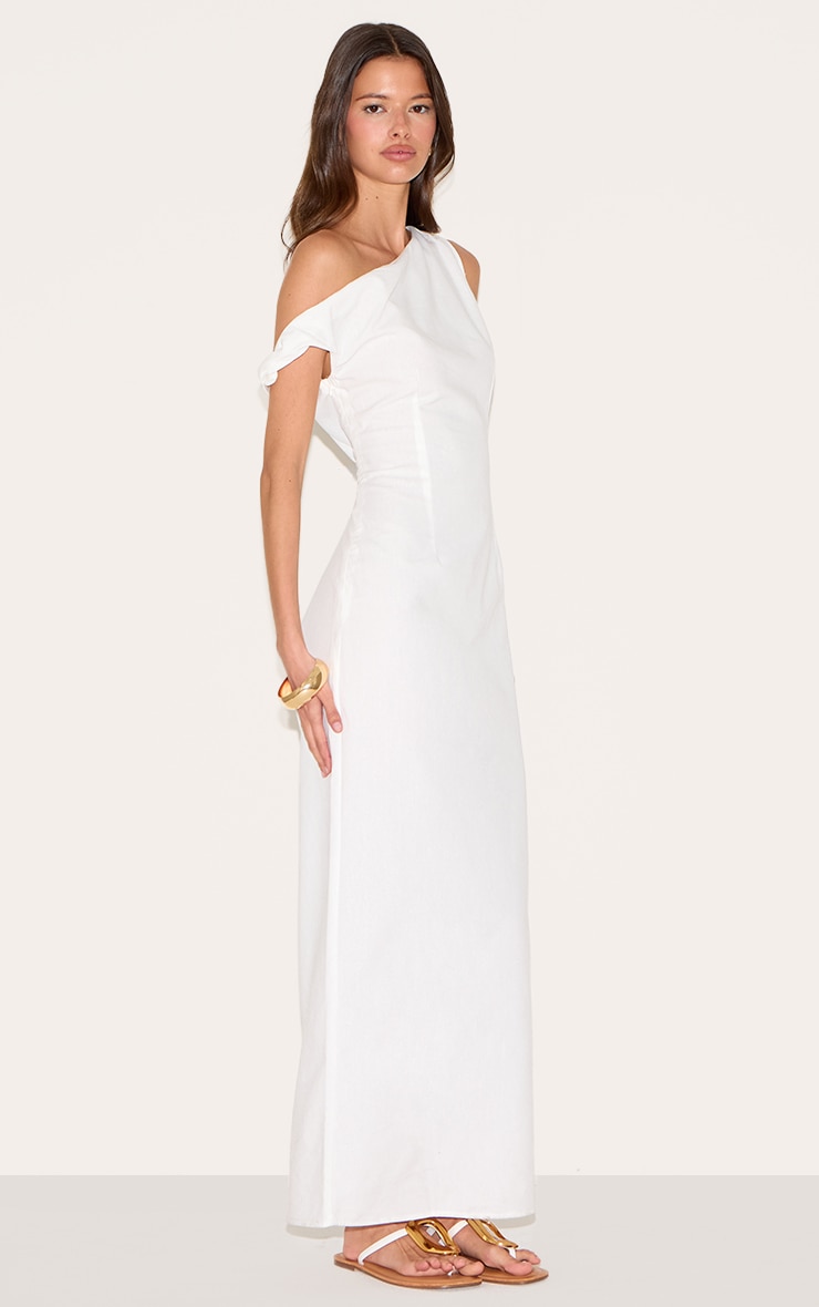 White Knot Shoulder Maxi Dress image 3