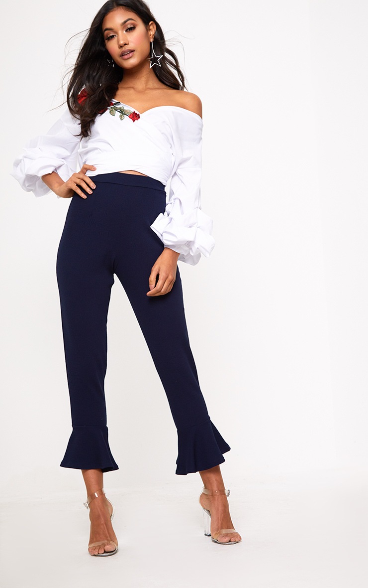 flare hem trousers