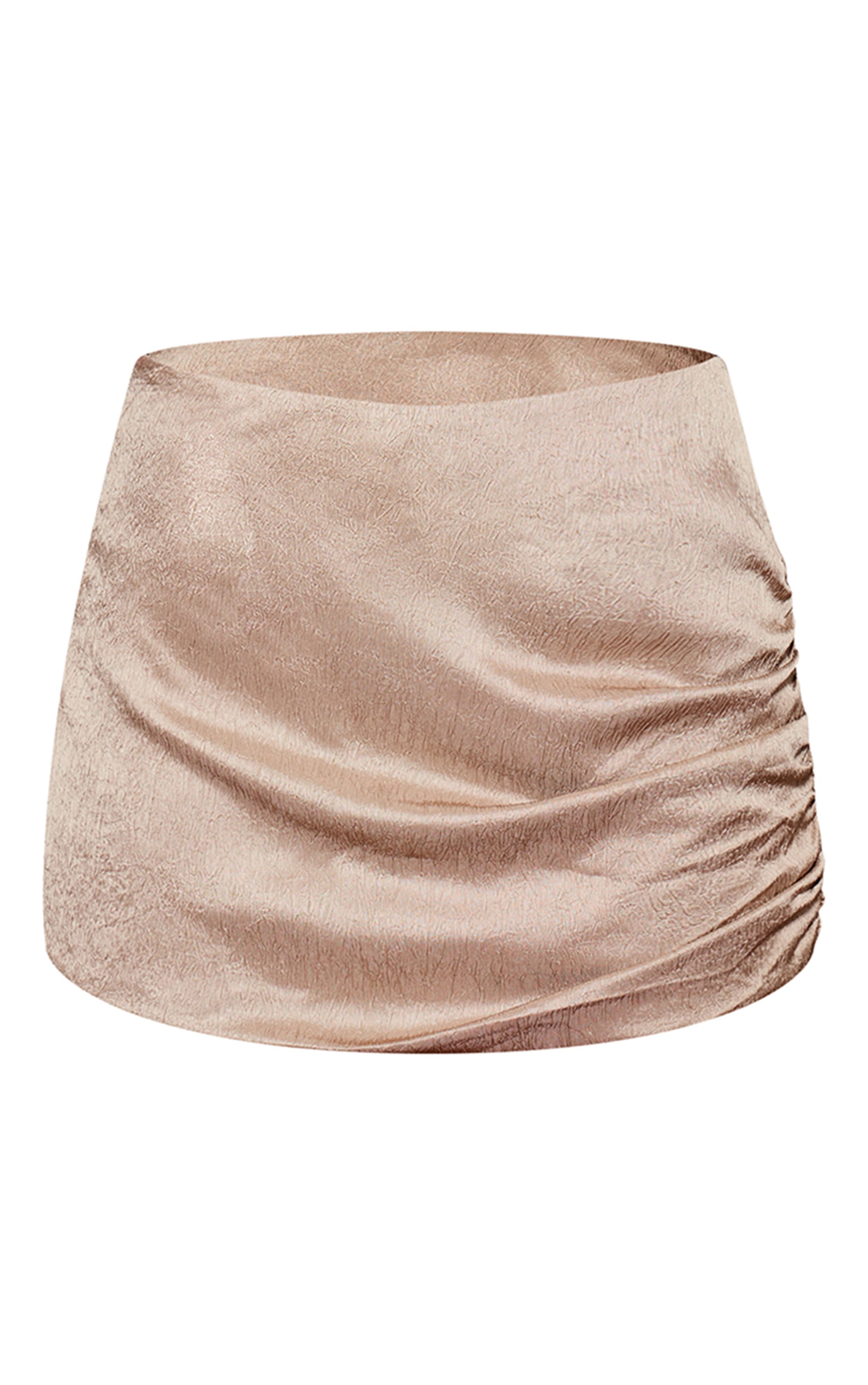 Stone Textured Satin Ruched Mini Skirt image 6