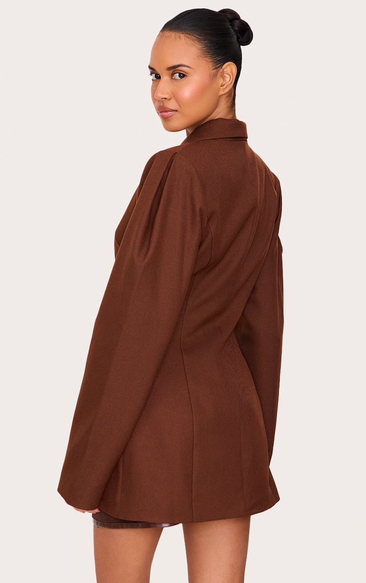 Chocolate Drop Shoulder Cinch Waist Extreme Oversized Blazer image 2
