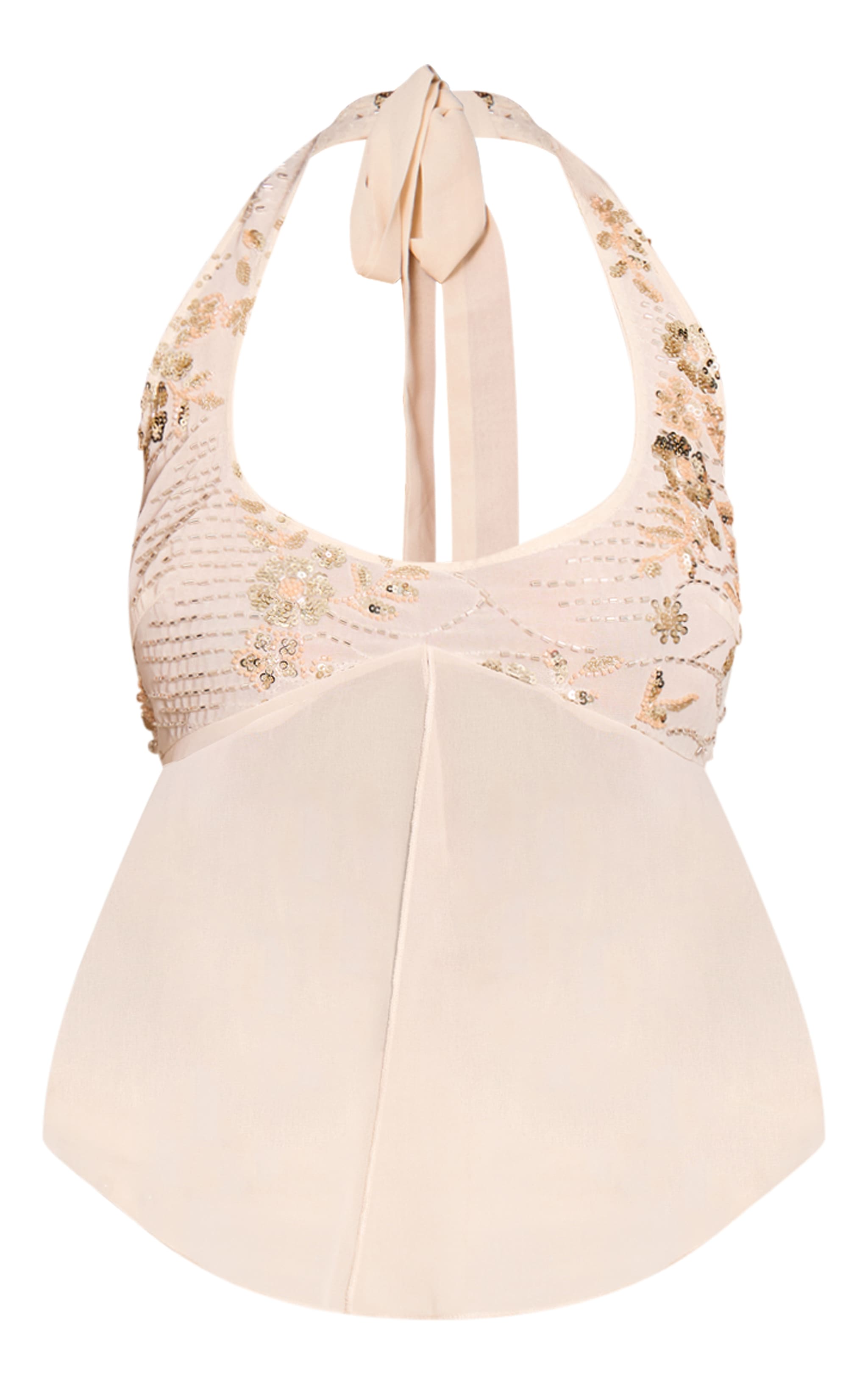 Shape Cream Floral Sequin Split Front Top image 5