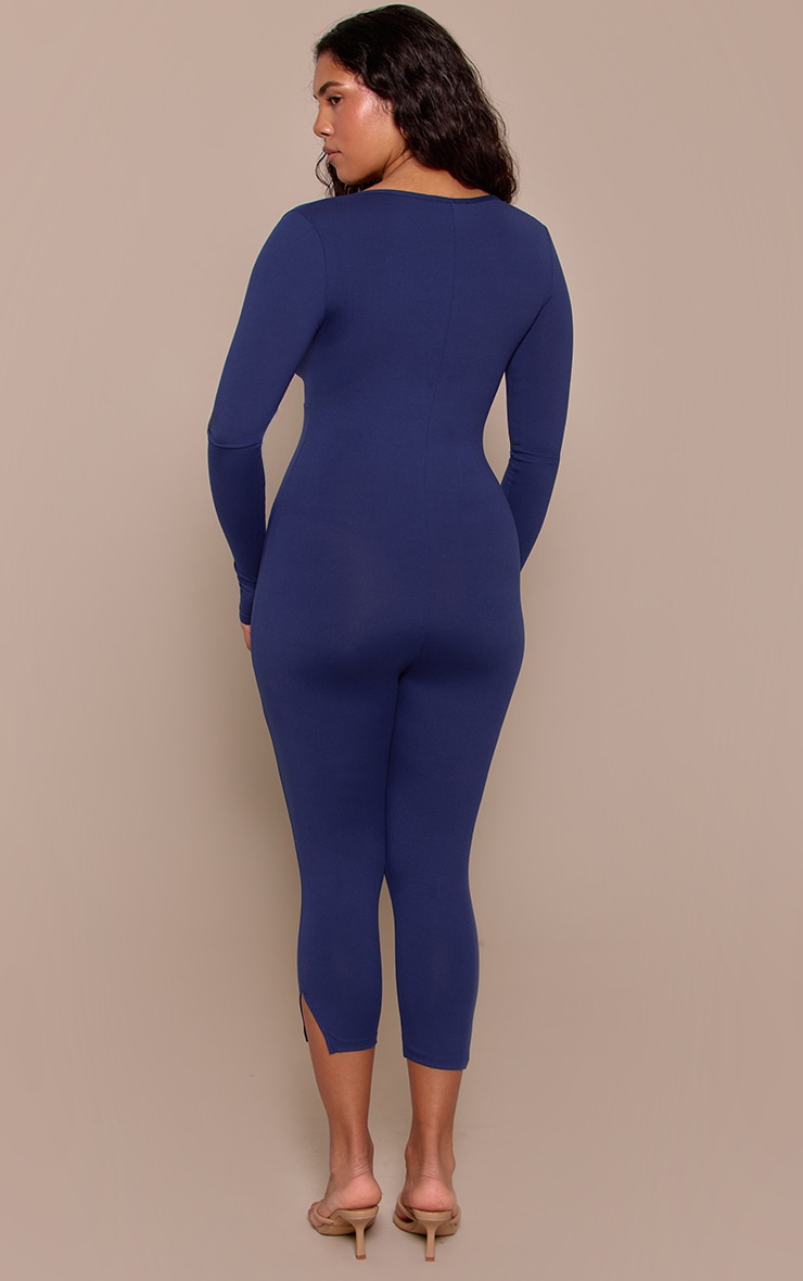 Shape Navy Sculpt Long sleeve wrap V neck Capri Jumpsuit image 2