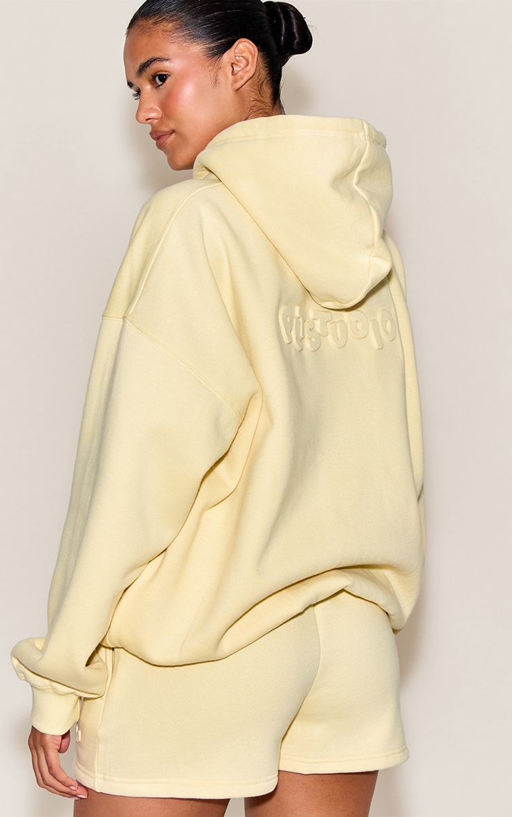 Butter Cream Plt Studio Embossed Oversized Hoodie image 2