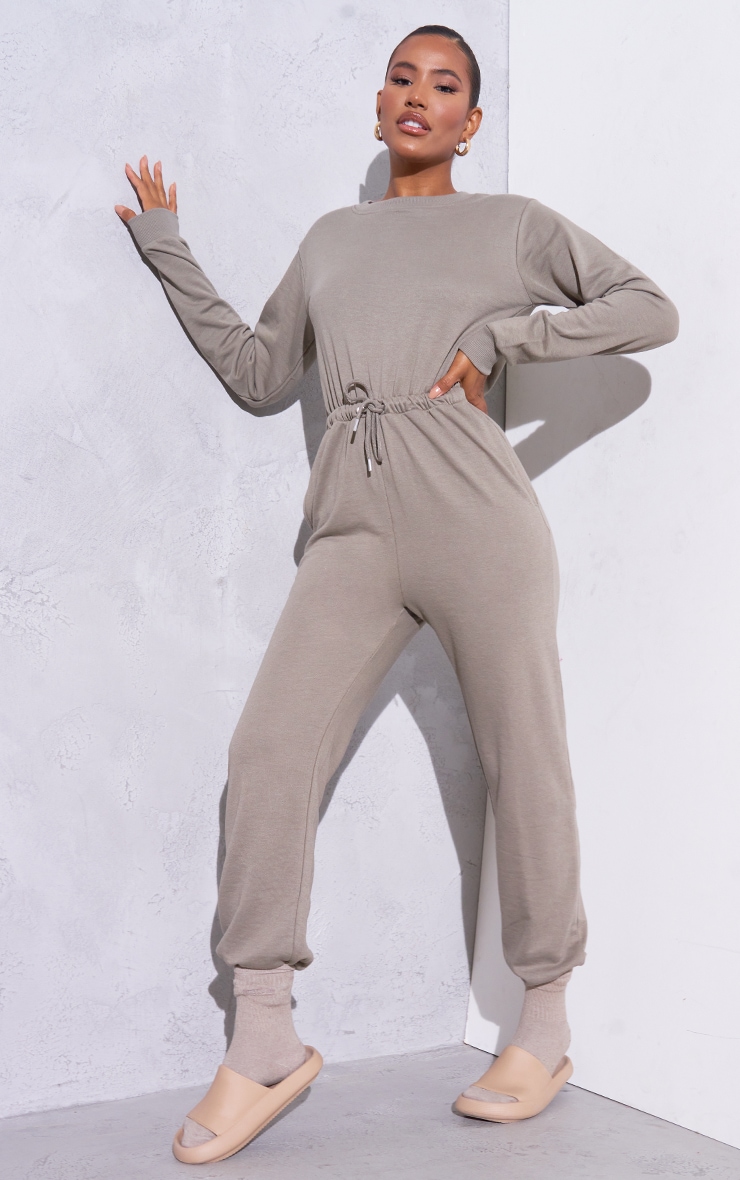 RENEW Light Khaki Long Sleeve Sweat Jumpsuit image 1