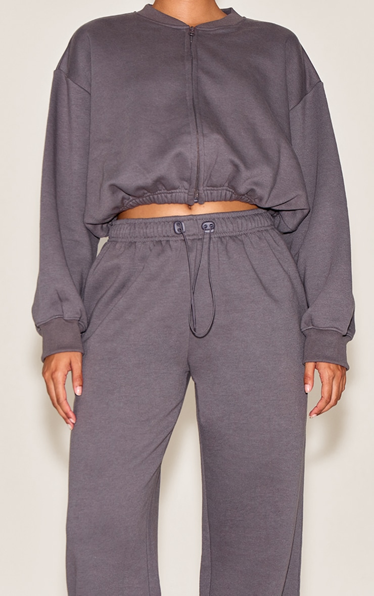 Jogging oversize gris anthracite à cordons ajustables image 4