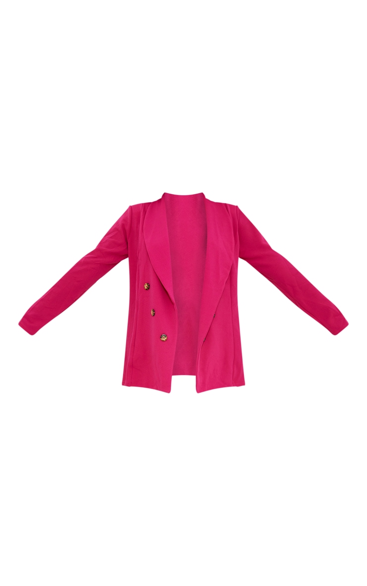 Hot Pink Oversized Shoulder Pad Button Detail Blazer image 5