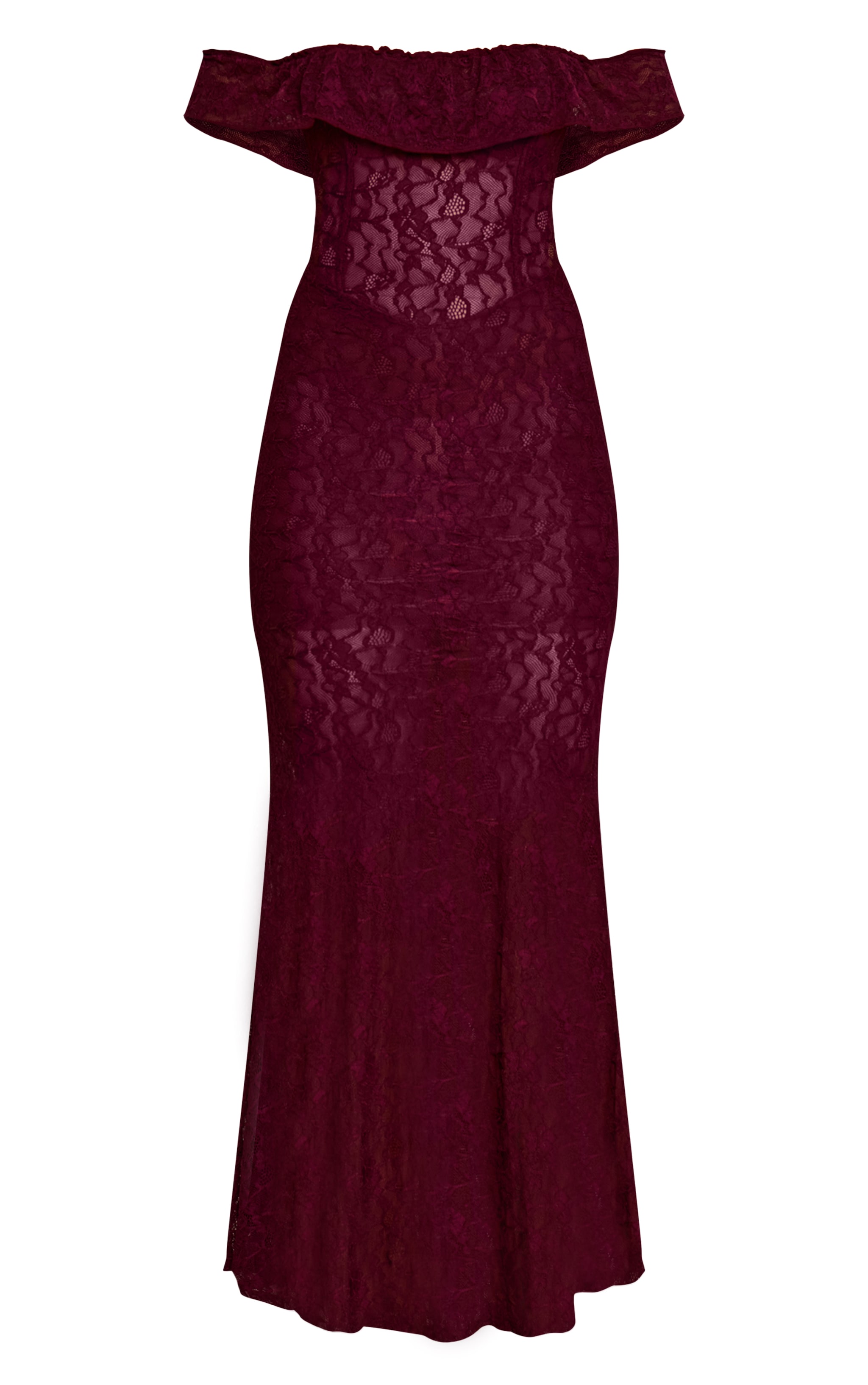 Robe bustier longue en dentelle prune à détail corset image 5