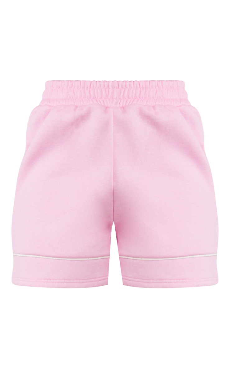 Bright Pink Deep Waistband Contrast Piping Detail Sweat Shorts image 5