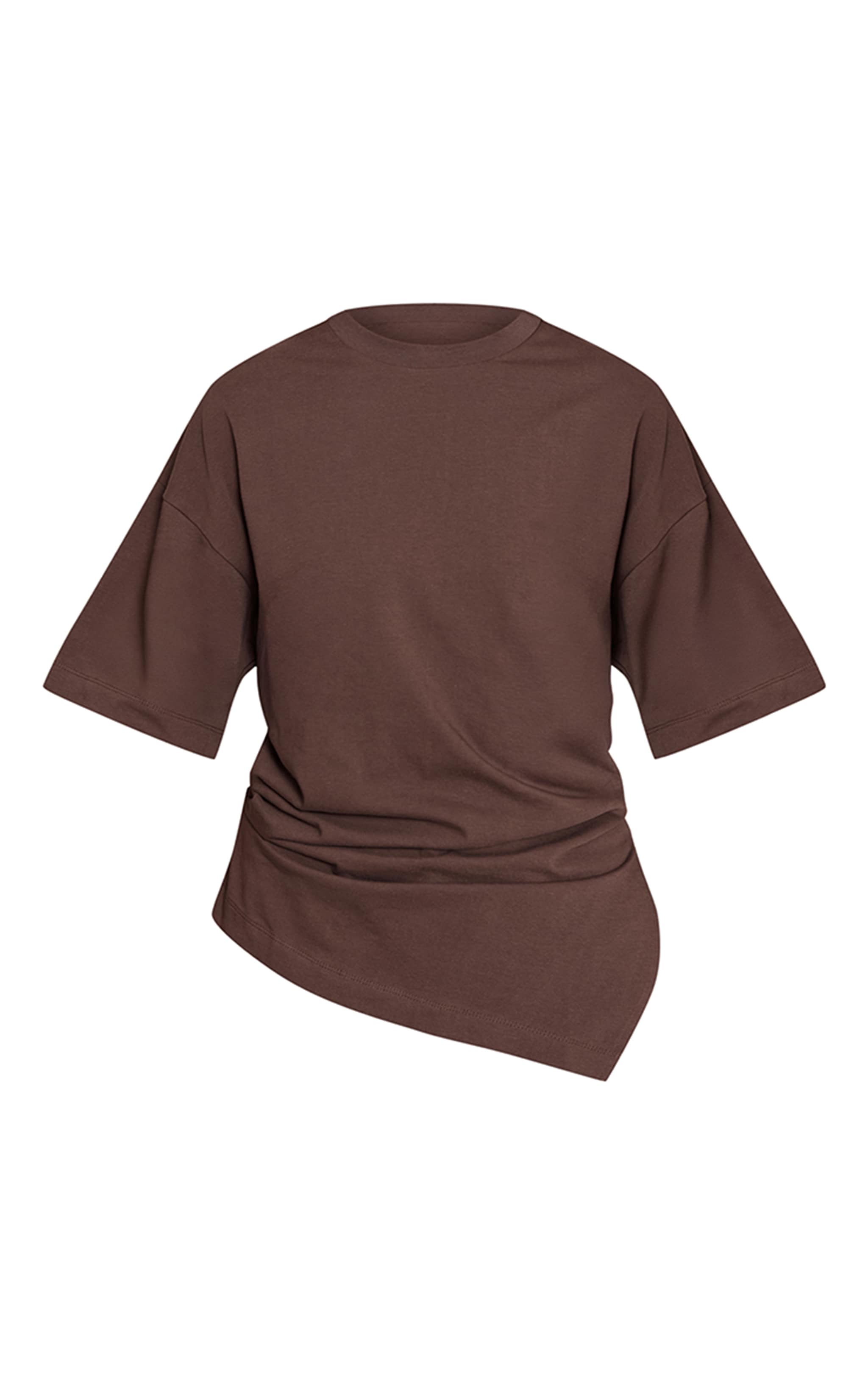  Chocolate Cotton Ruched Side Detail Oversized T Shirt  image 5