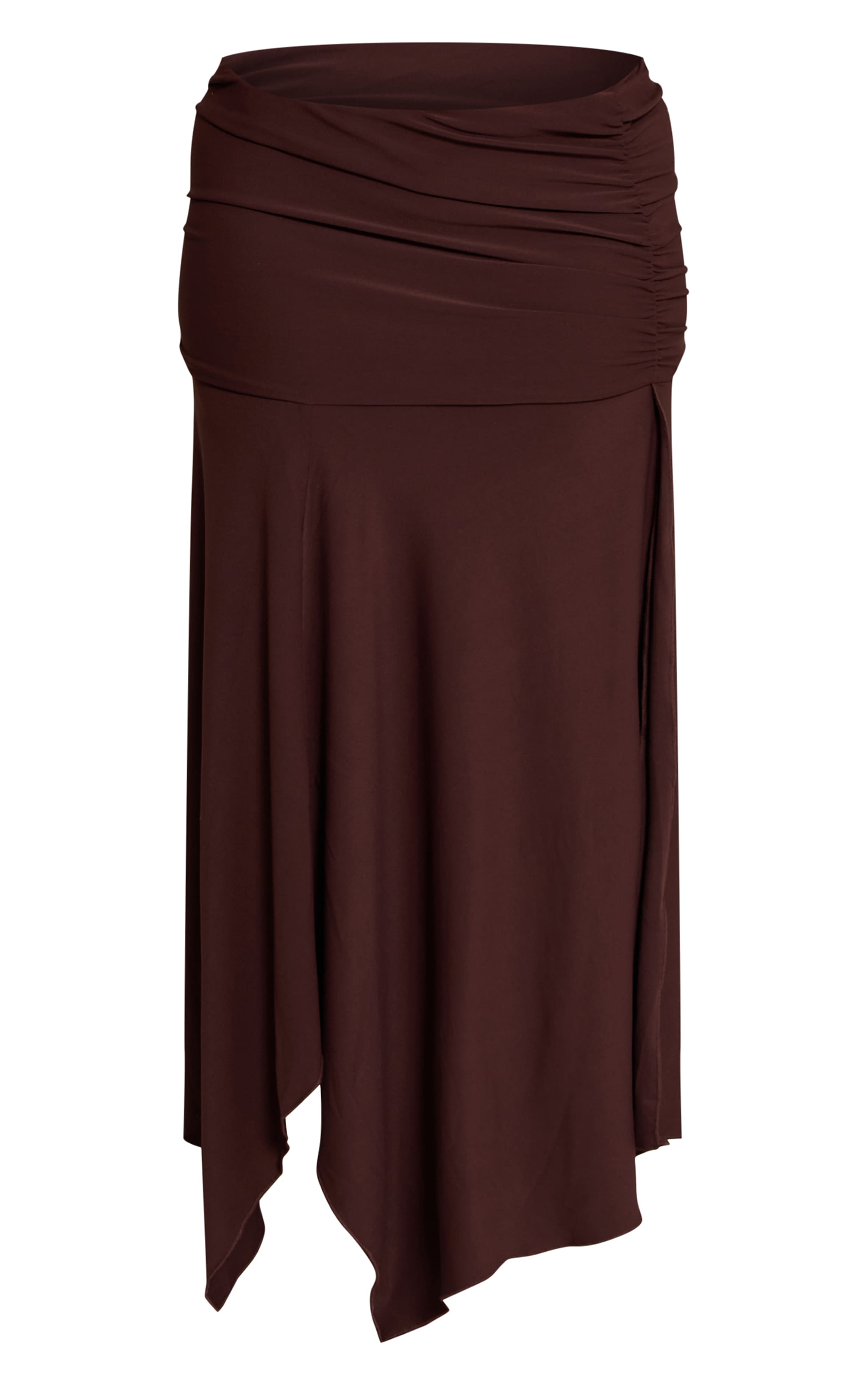 Shape Chocolate Double Layered Printed Ruched Dropped Hem Midaxi Skirt image 5