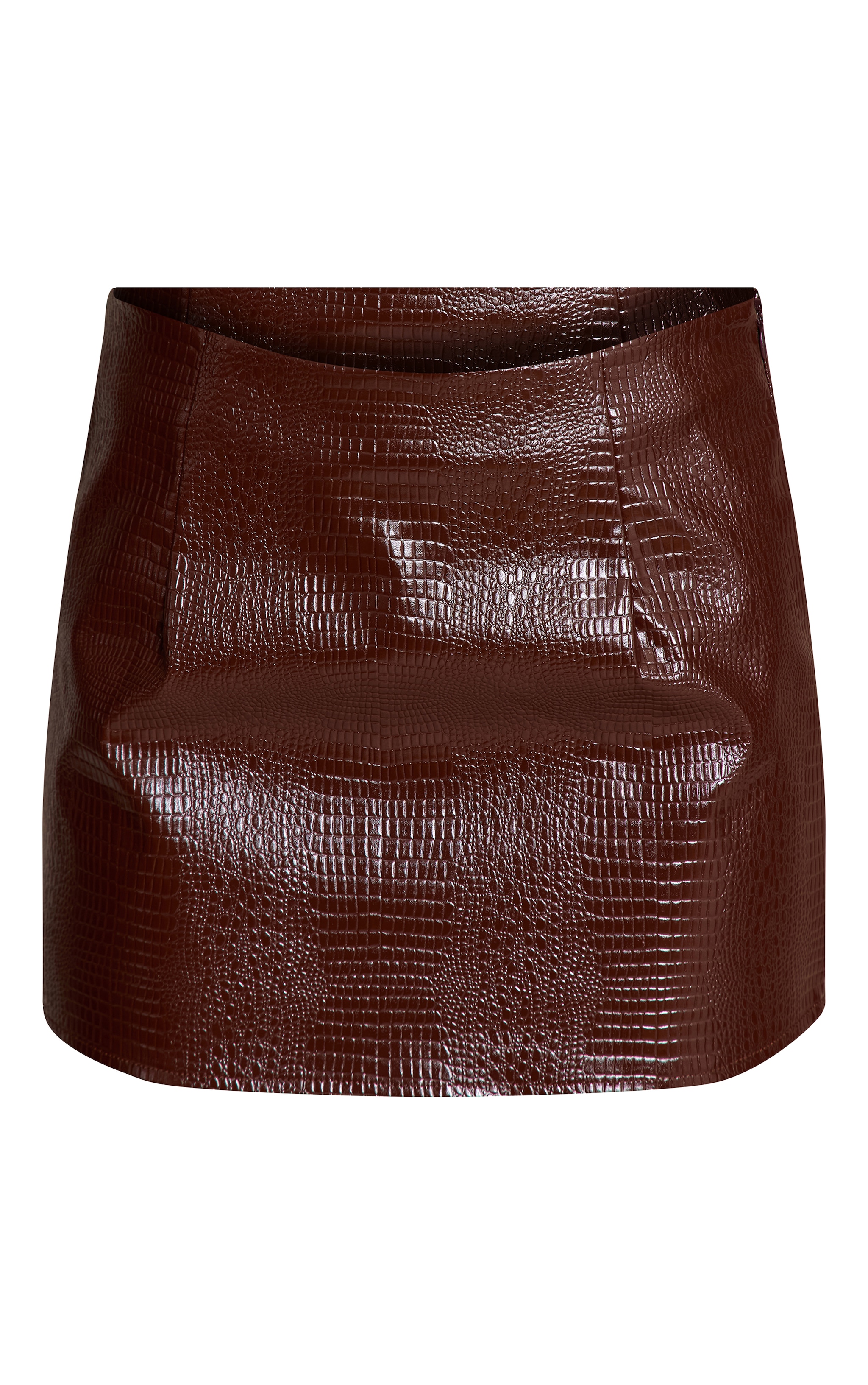 Dark Brown Croc Faux Leather Low Rise Micro Mini Skirt image 6