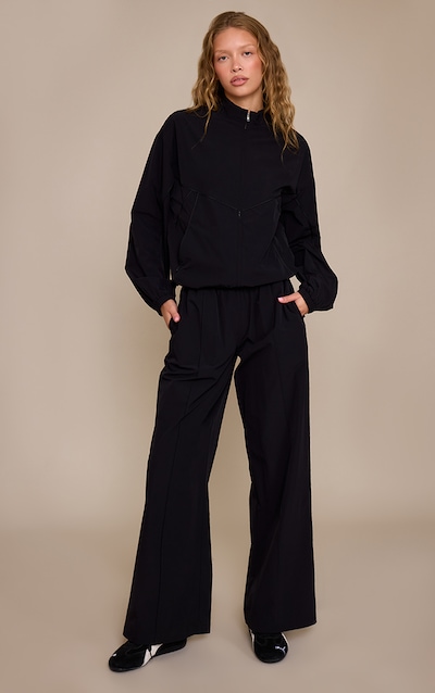 Black Shell Piping Track Pants