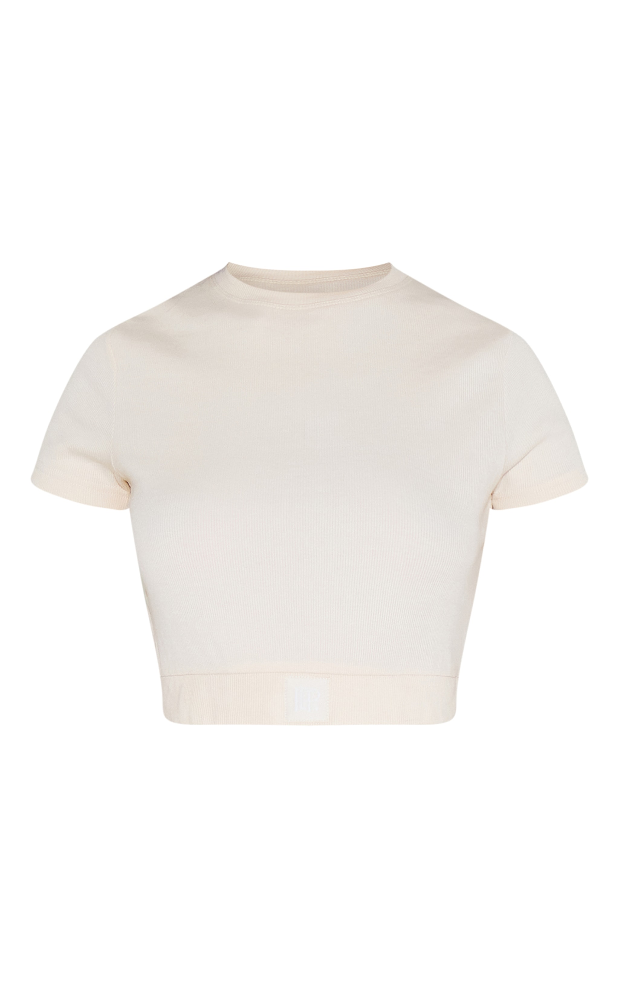 PrettyLittleThing Cream Sleep Tonal Satin Emblem Crop Top image 5
