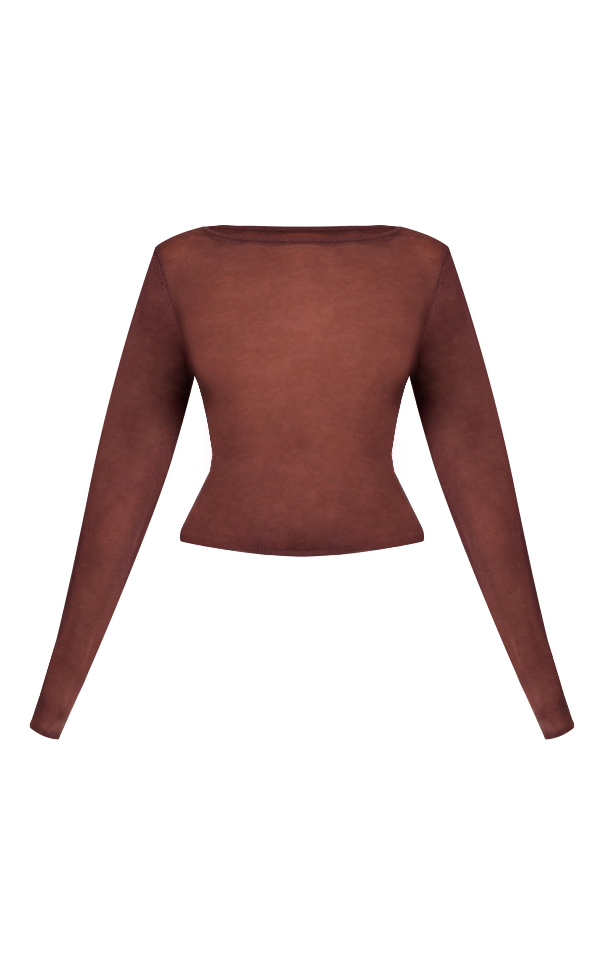 Petite Chocolate Sheer Knit Long Sleeve Top image 5