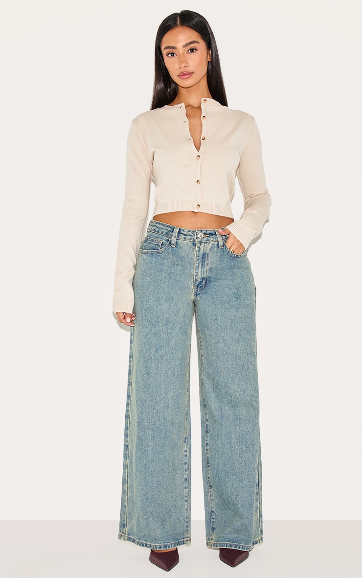 Petite Vintage Wash Washed Wide Leg Jeans image 1