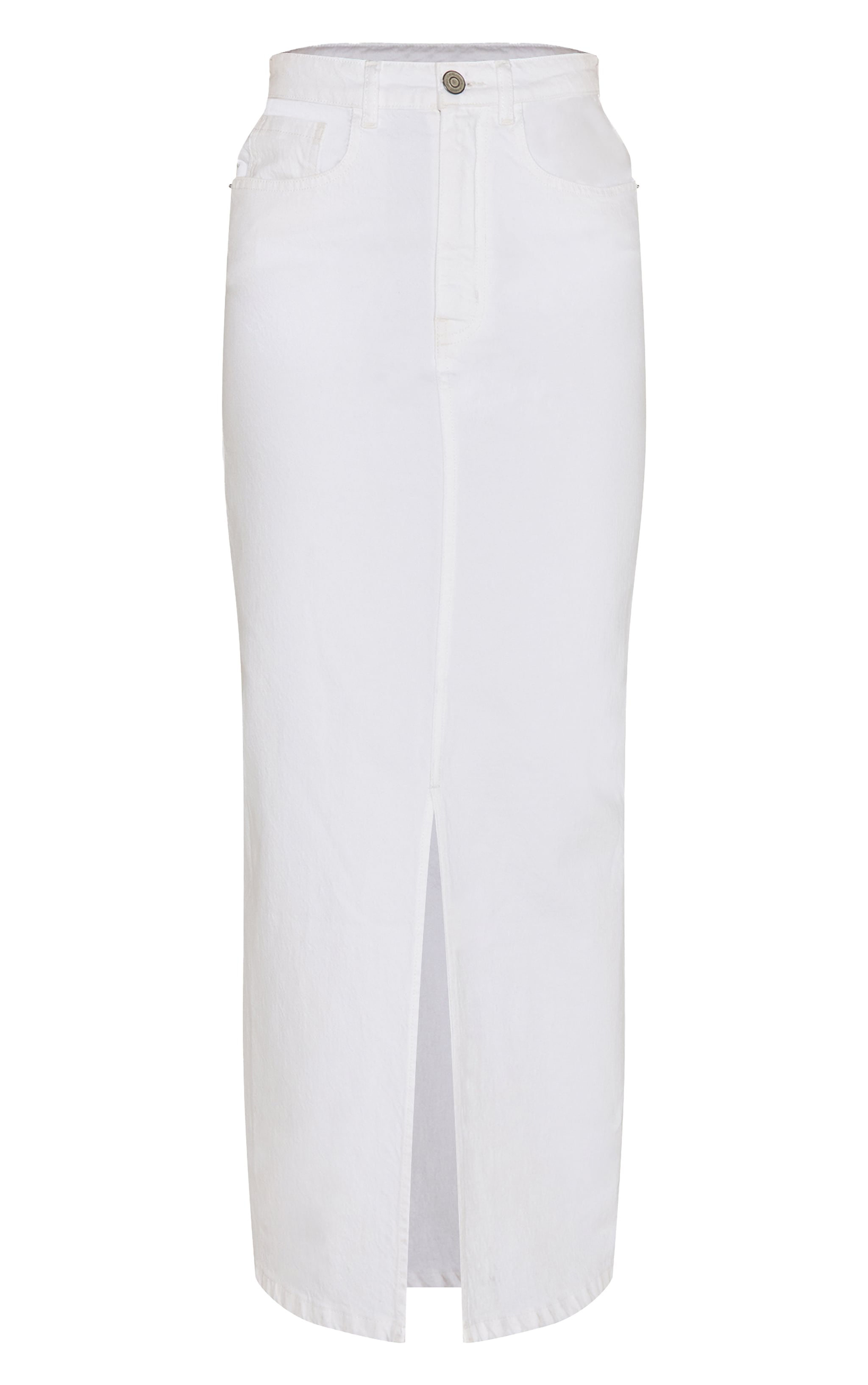 White Split Denim Maxi Skirt image 5