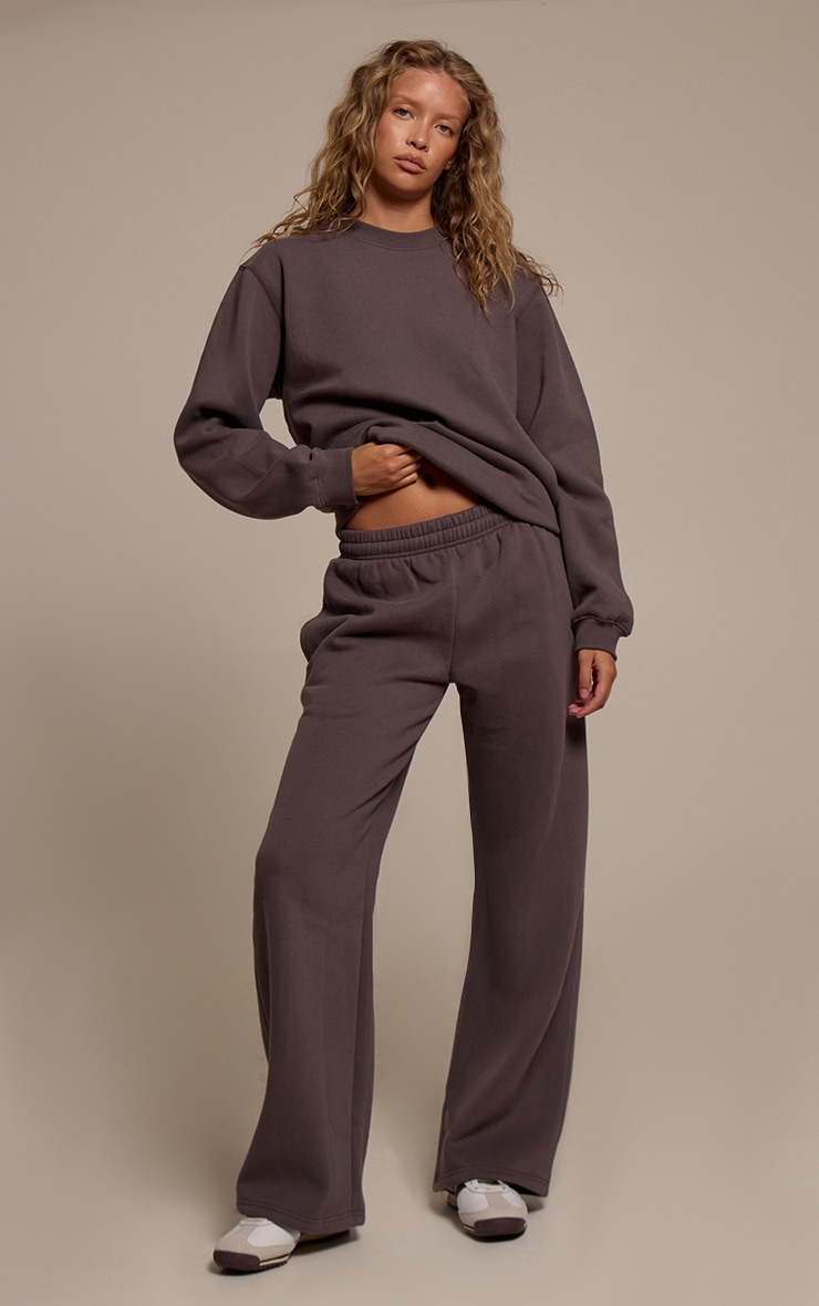 Charcoal Cotton Fleece Straight Leg Sweatpants image 2