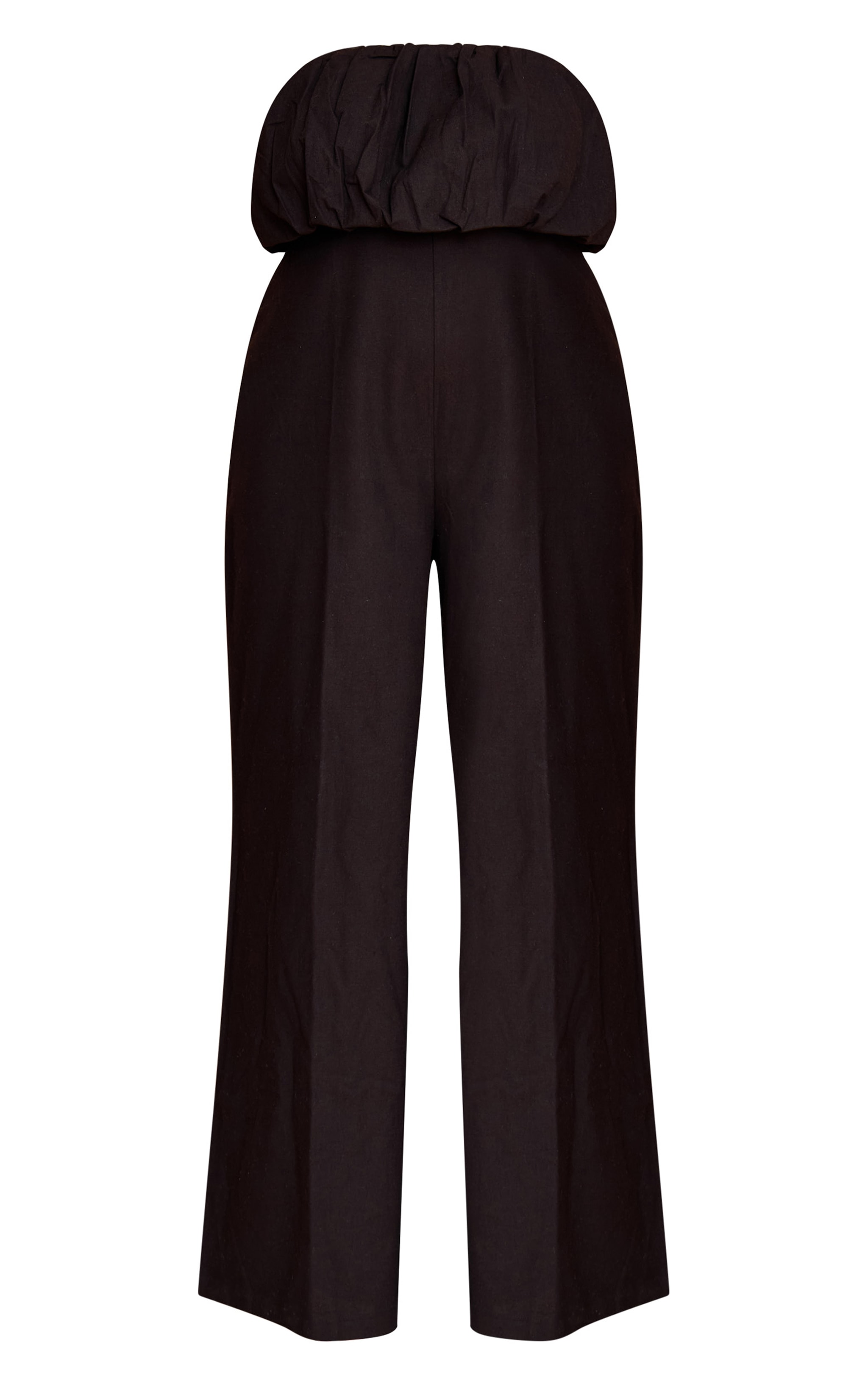 Plus Black Textured Puffball Bandeau Straight Leg Jumpsuit image 5