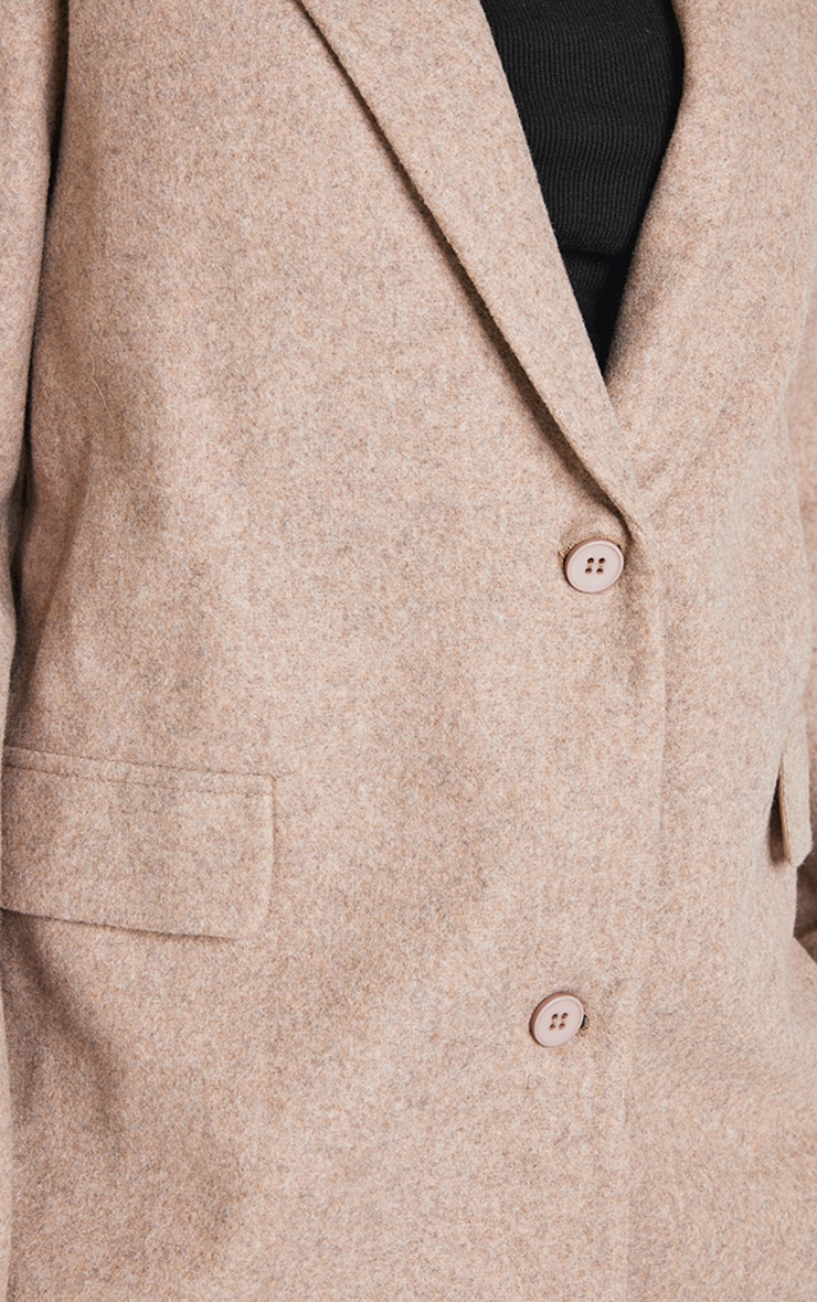 Taupe Brushed Wool Look Tailored Blazer image 4