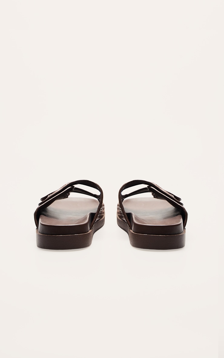 Chocolate Pu Round Toe Woven Velcro Straps image 4