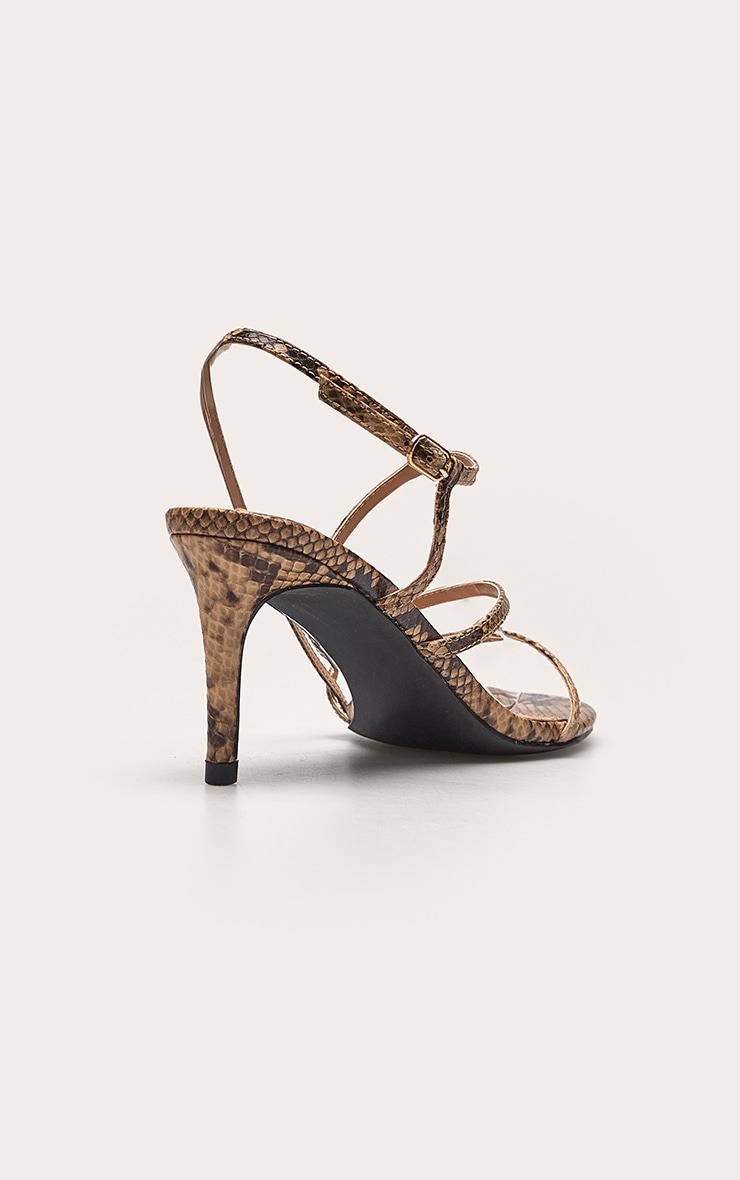 Brown Snake Strappy Round Toe Heeled Sandal image 4