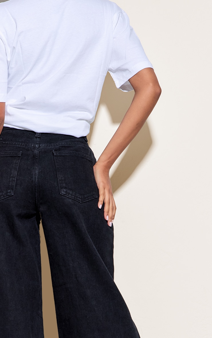 Washed Black High Rise Split Hem Boyfriend Jeans image 4