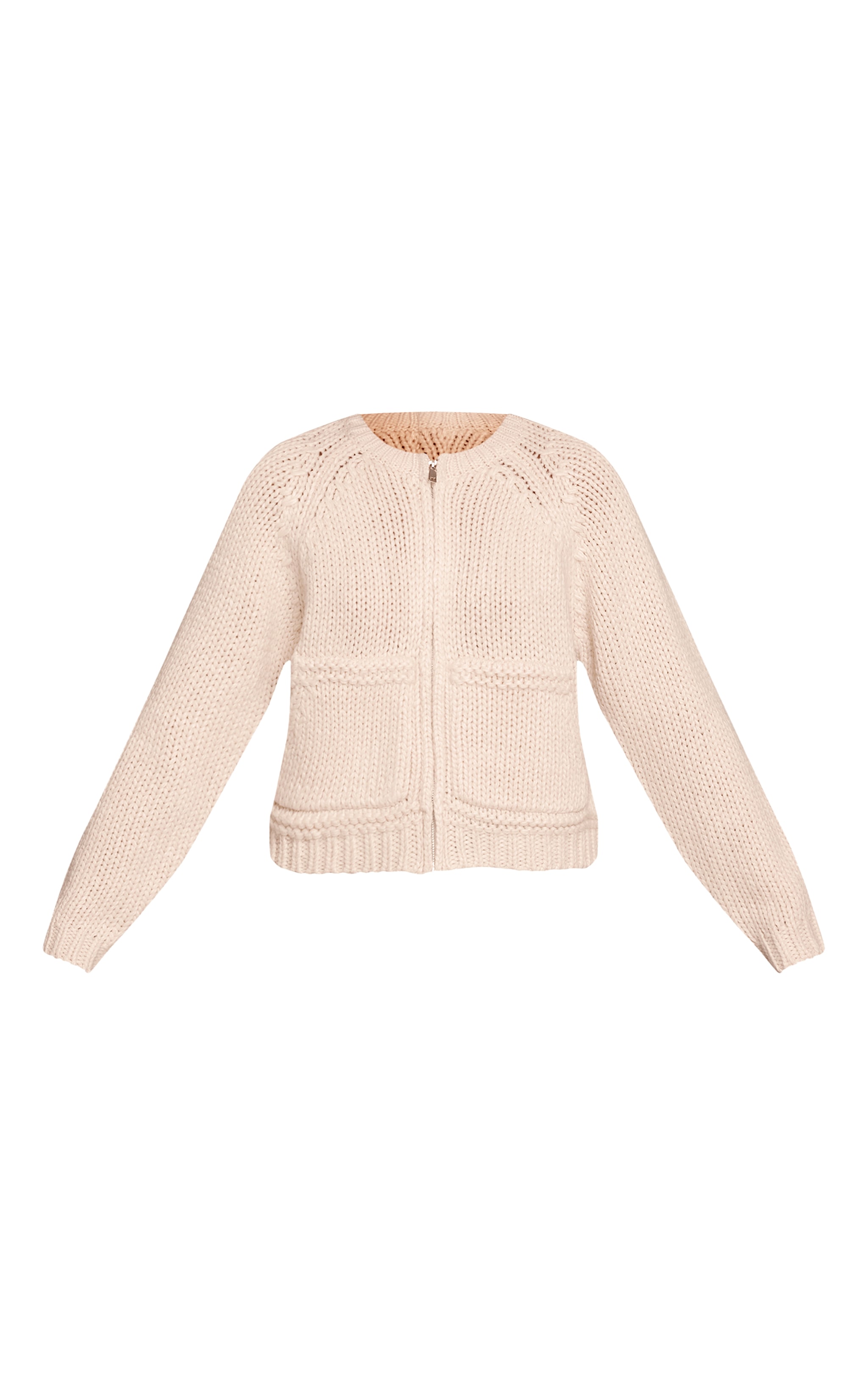 Ecru Chunky Knitted Zip Up Cardigan image 5