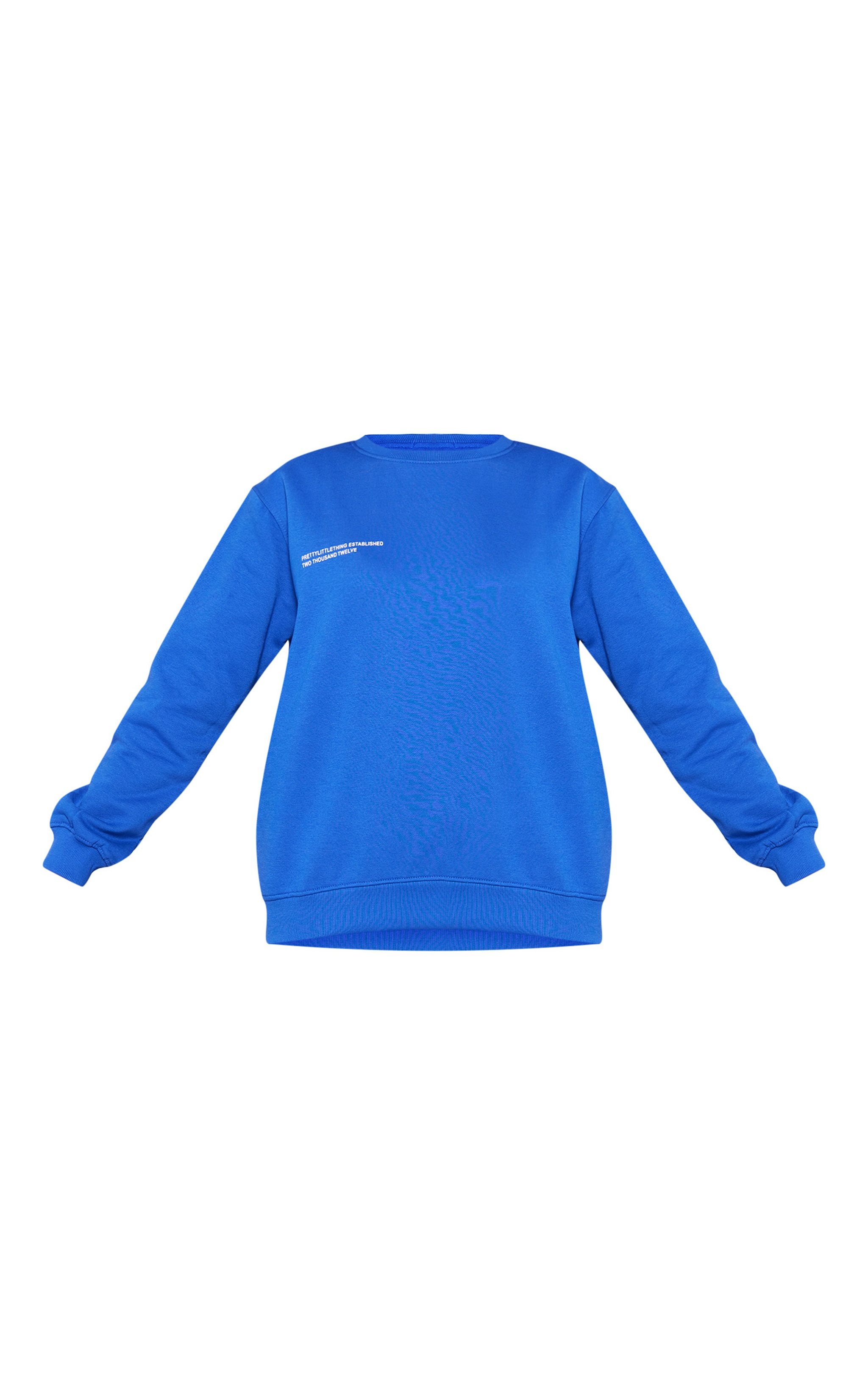 PRETTYLITTLETHING Sweat oversize bleu très vif à slogan "Est 2012" image 5