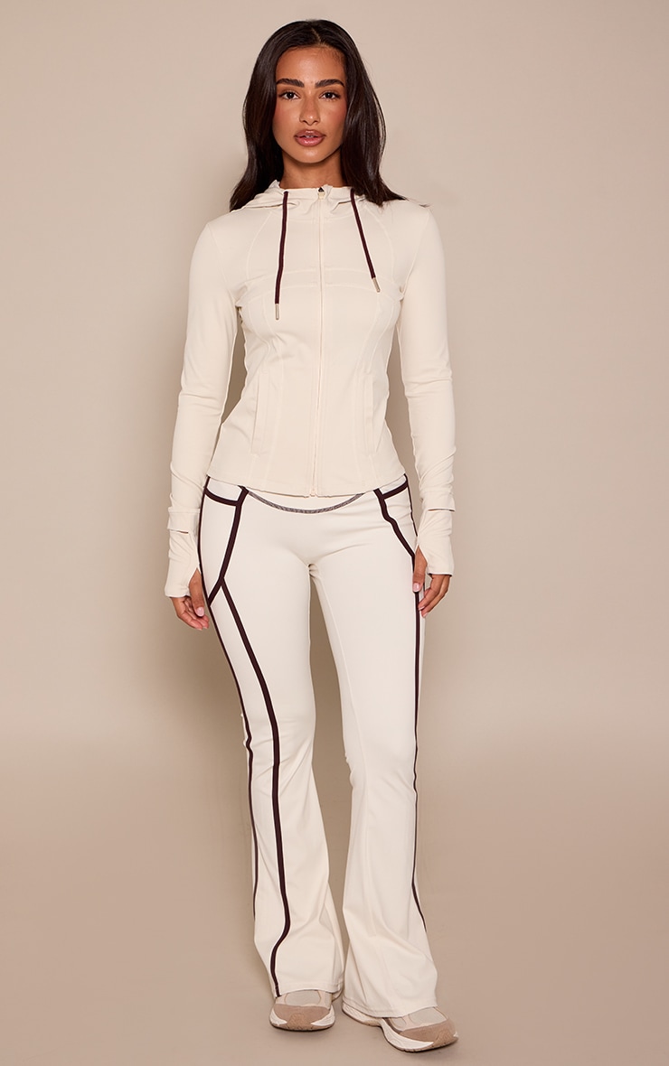 PLT Oatmeal Sculpt Contrast Piping Pocket Detail Yoga Flares image 2