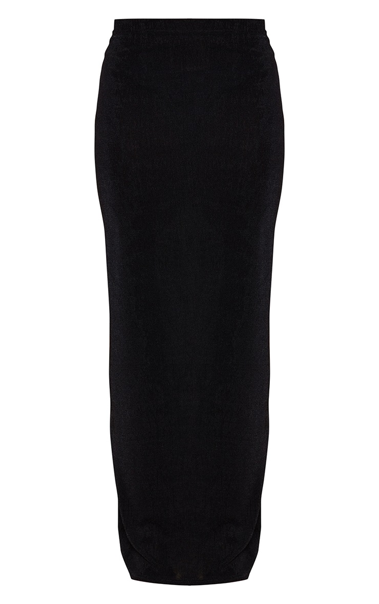 Black Acetate Slinky Low Rise Midaxi Skirt image 5