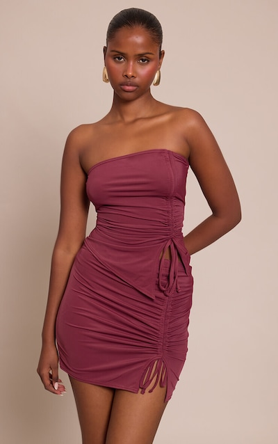 Plum Matte Touch Ruched Side Bandeau