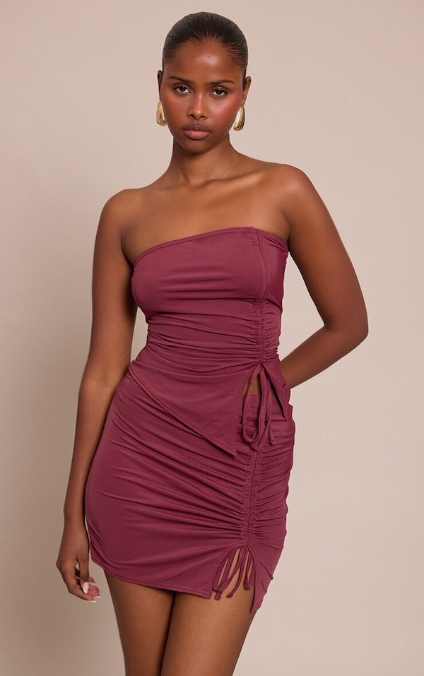 Plum Matte Touch Ruched Side Bandeau