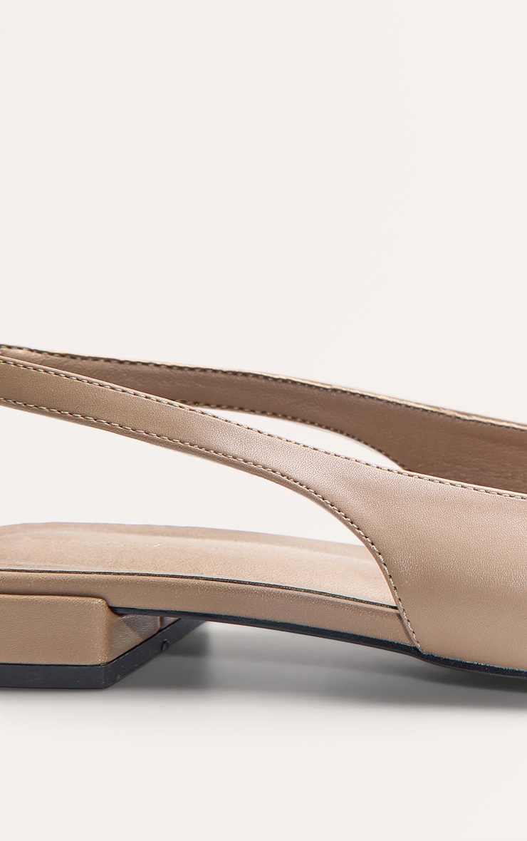 Mushroom Pu Flat Slingback Court Shoe image 4