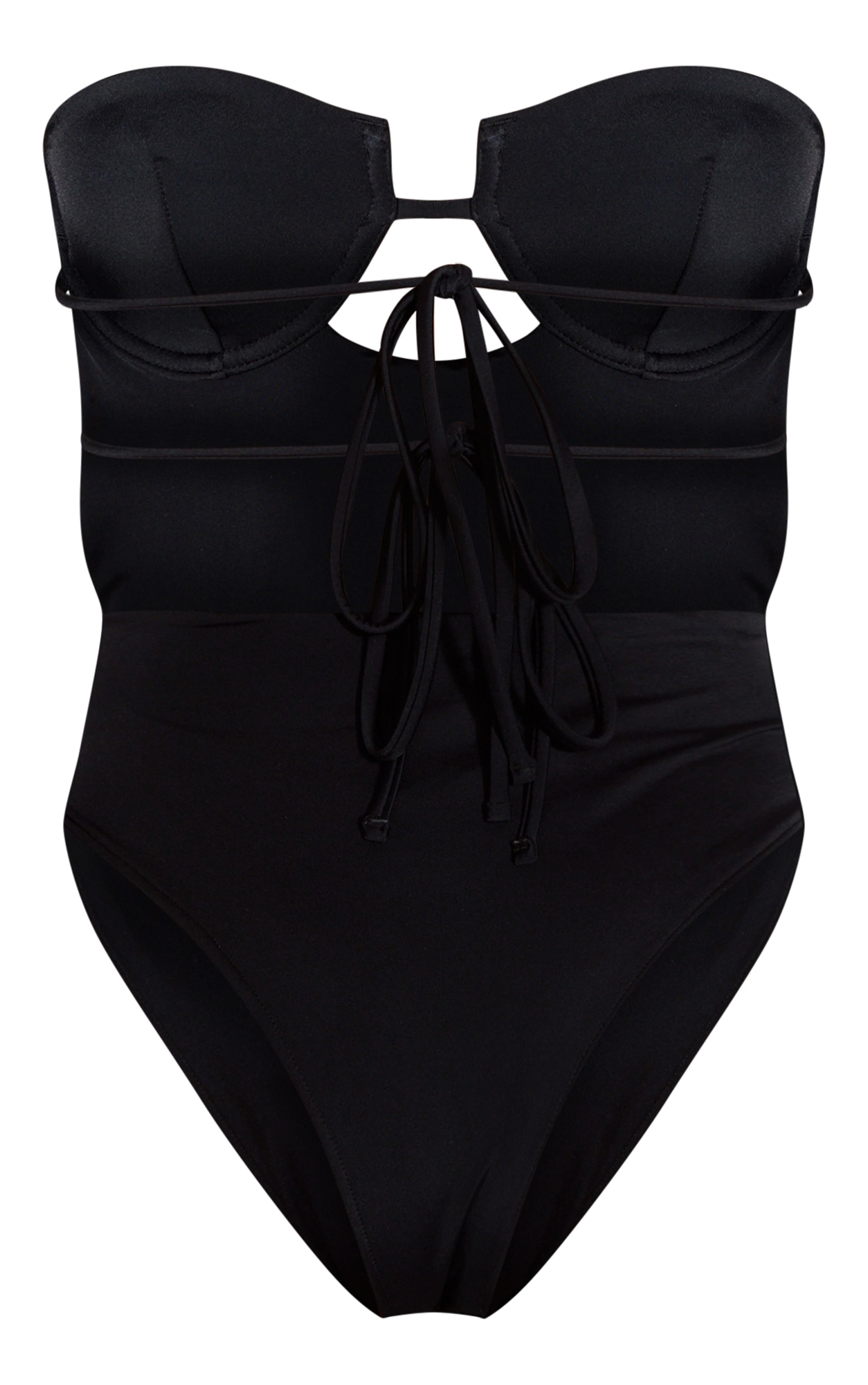 Black Underwired Cut Out Tie Back Swimsuit image 6