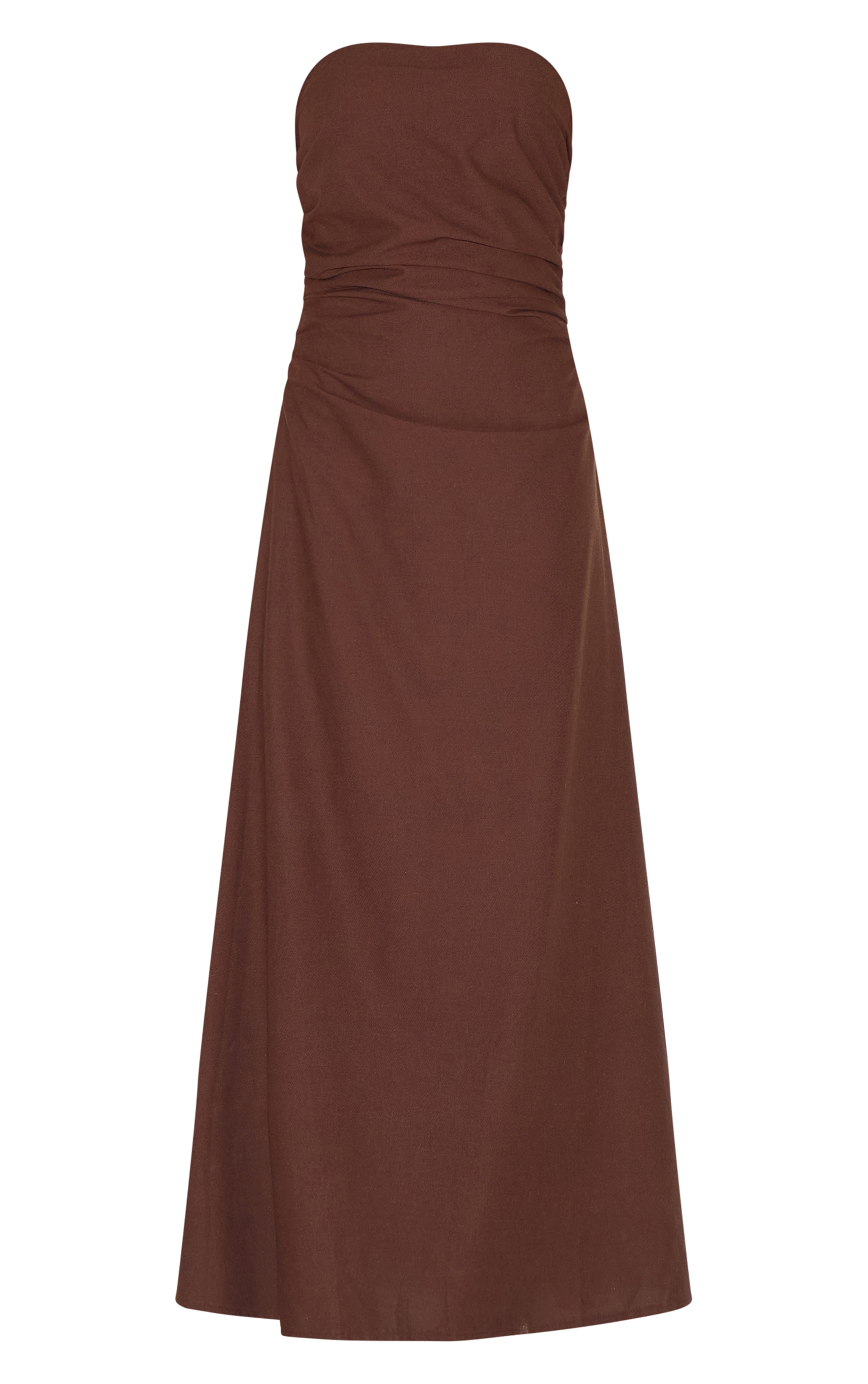 Petite Chocolate Linen Look Bandeau Maxi Dress image 5